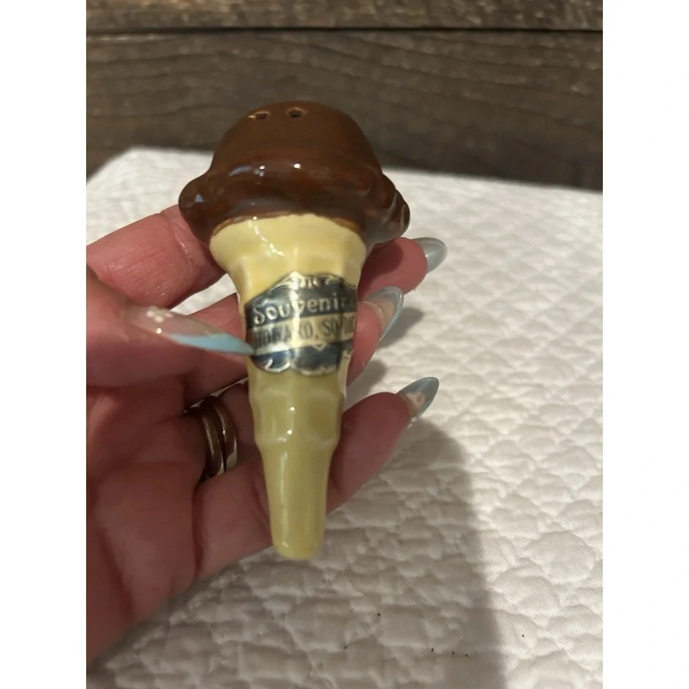 Mid century, ceramic, chocolate ice cream‎ cone, salt Shaker